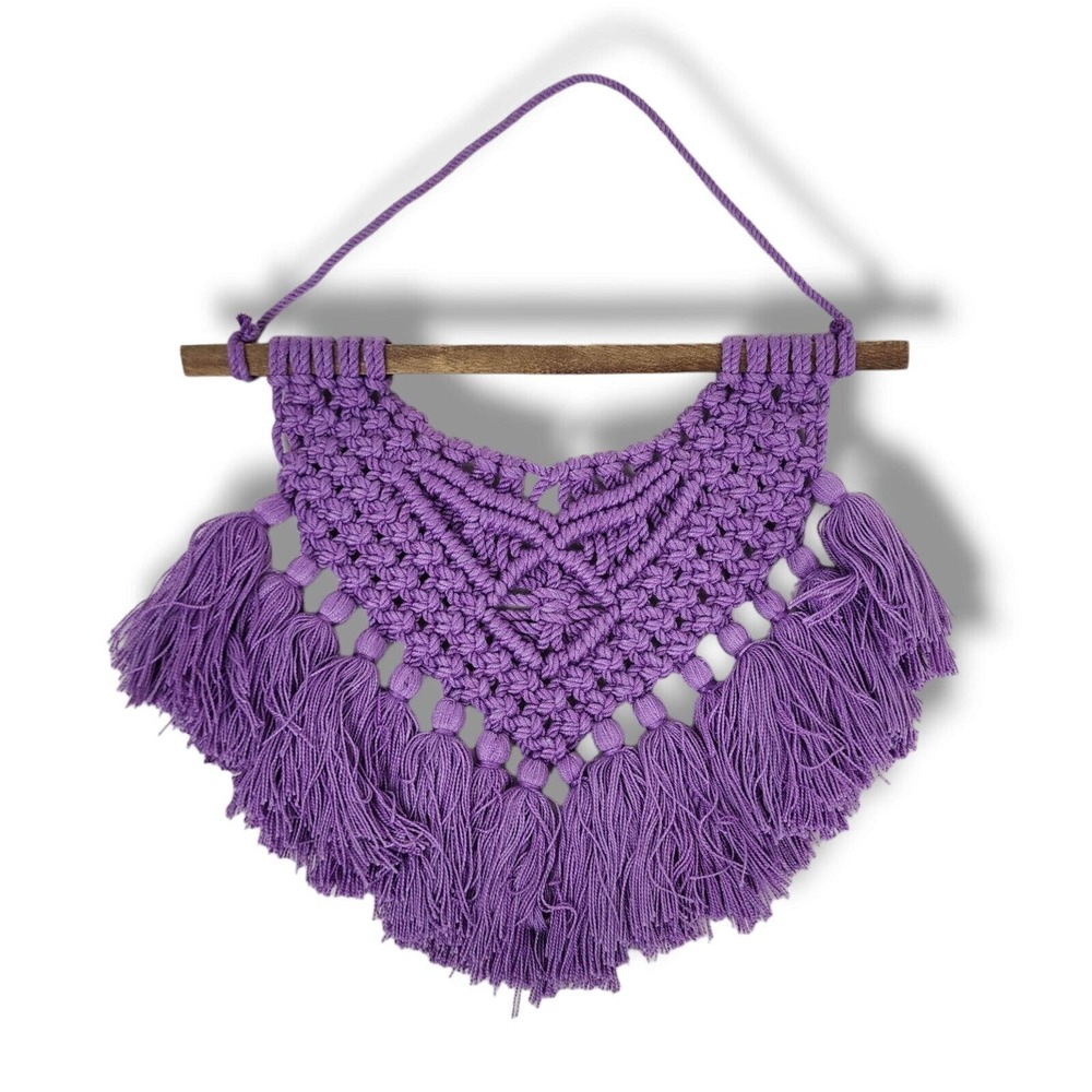 Macrame Wall Hanger Lilac Lavender Boho Bohemian Gallery Art Hanging Tassel